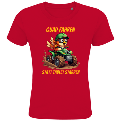 Kinder Premium Bio T-Shirt Quad fahren statt Tablet starren