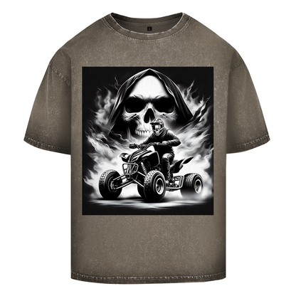 T-shirt délavé surdimensionné Quad Skull
