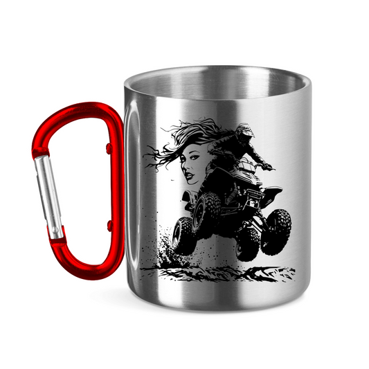 Edelstahltasse mit Karabinergriff Quad FunLady