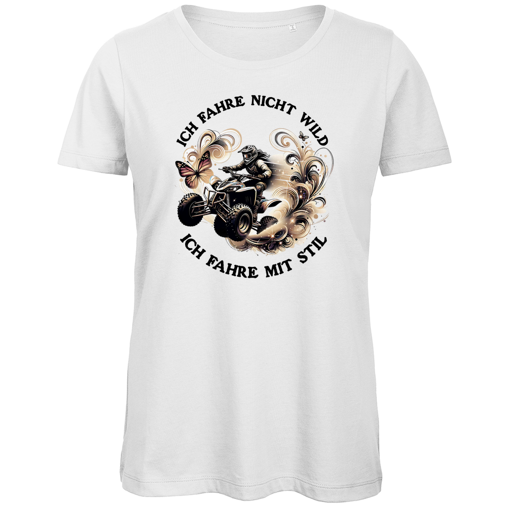 Damen Premium Bio T-Shirt Quad Ich Fahre nicht wild