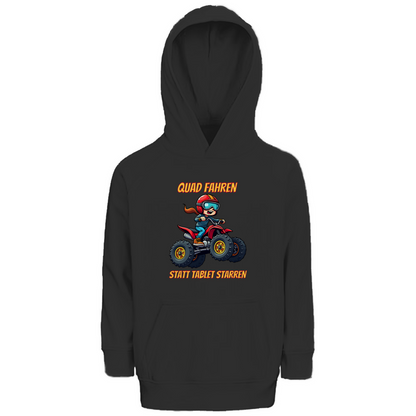Kinder Premium Bio Hoodie Quad fahren statt Tablet starren