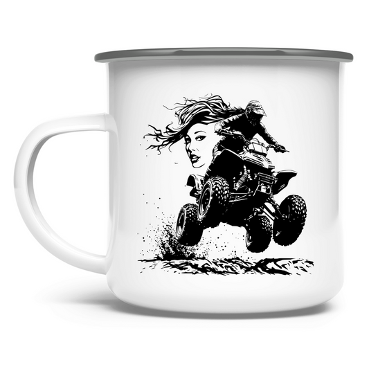 Emaille Tasse Quad FunLady
