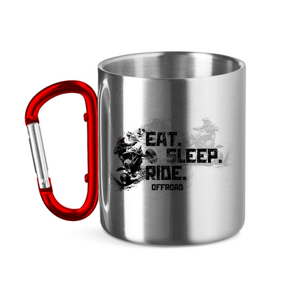 Edelstahltasse mit Karabinergriff Quad Eat Sleep Ride