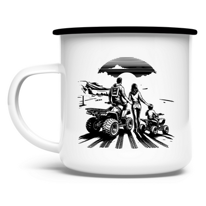 Emaille Tasse Quad Familie