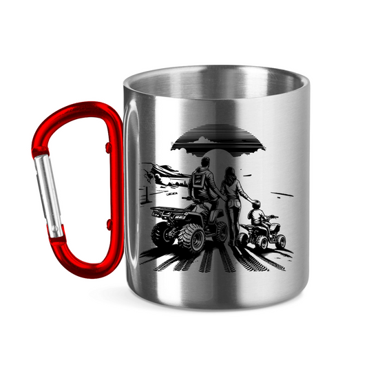 Edelstahltasse mit Karabinergriff Quad Familie
