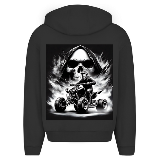 Sweat à capuche surdimensionné à fermeture éclair et motif tête de mort