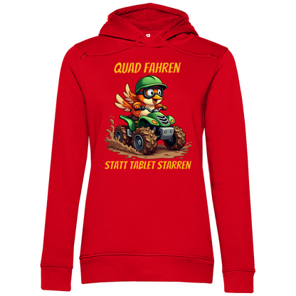 Damen Premium Bio Hoodie Quad fahren statt Tablet starren