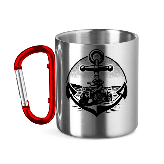 Edelstahltasse mit Karabinergriff Quad Anker