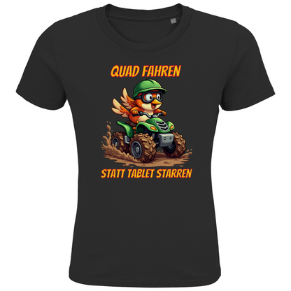 Kinder Premium Bio T-Shirt Quad fahren statt Tablet starren