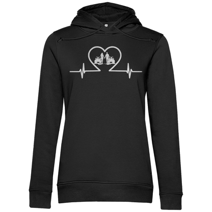 Damen Premium Bio Hoodie Quad Herzline
