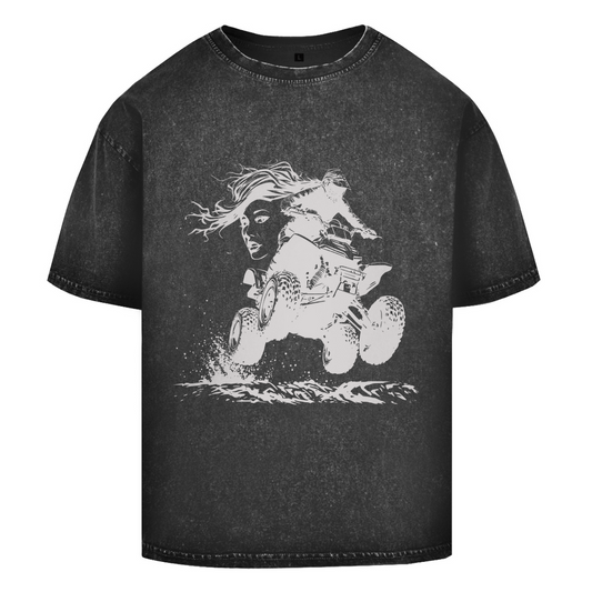 T-shirt délavé surdimensionné Quad FunLady