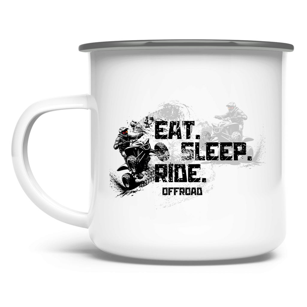 Emaille Tasse Quad Eat Sleep Ride