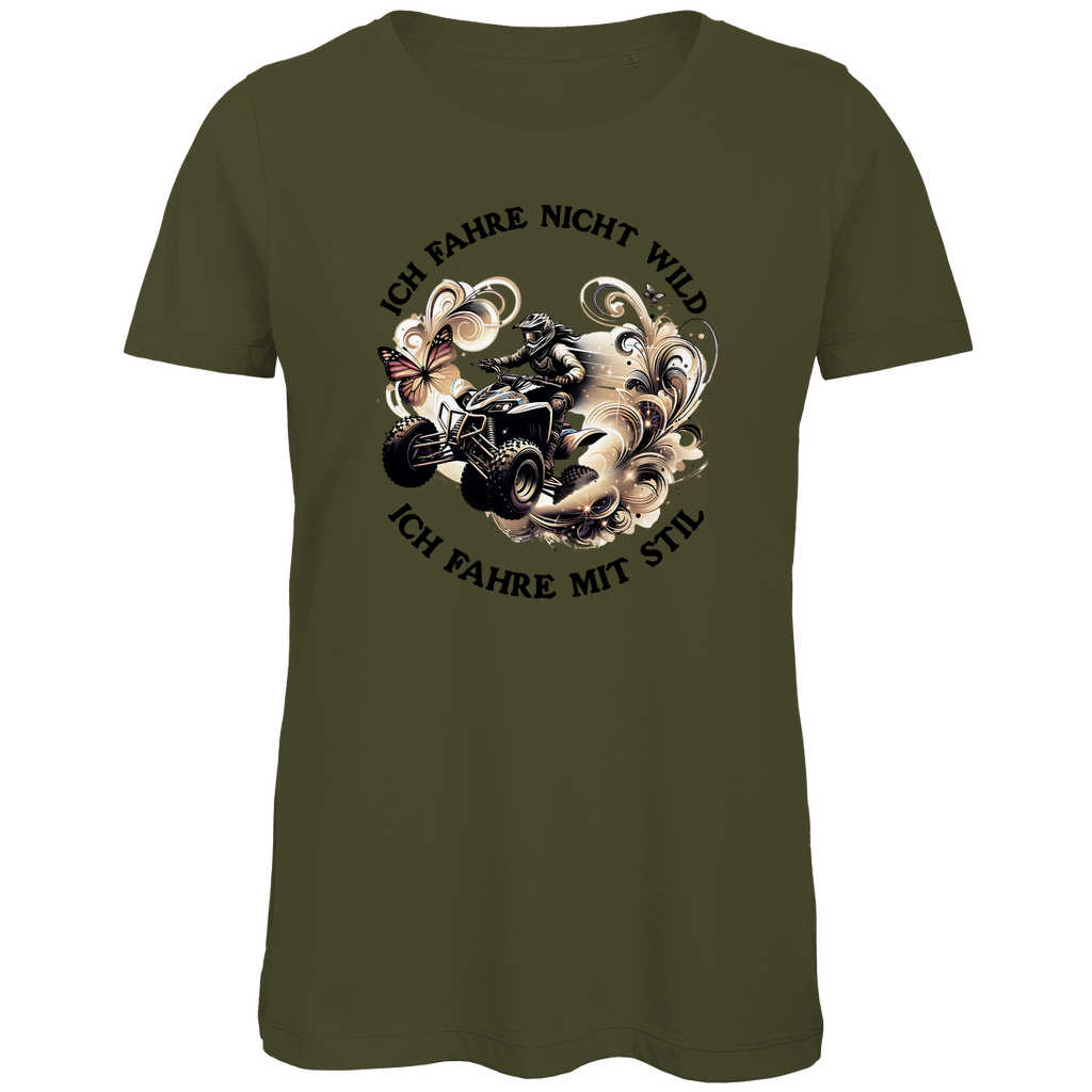 Damen Premium Bio T-Shirt Quad Ich Fahre nicht wild