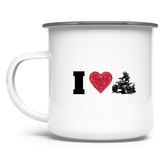 Emaille Tasse I Love Quad