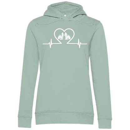 Damen Premium Bio Hoodie Quad Herzline