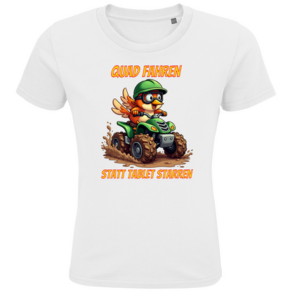 Kinder Premium Bio T-Shirt Quad fahren statt Tablet starren